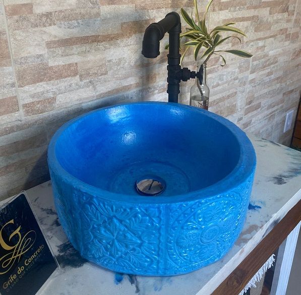 Cuba de Apoio para Lavabo Concreto Modelo Moderno 37x13 cm - Grife 109