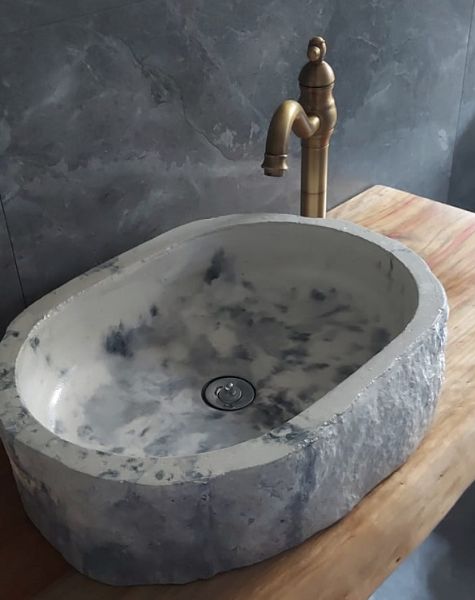 Cuba Rústica estilo pedra artesanal para banheiro e lavabo 53x38x13 cm - Grife 70