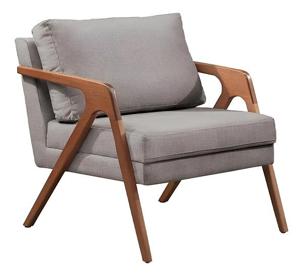 Conjunto 2 Poltronas Mona Luxo Pés de Madeira Maciça