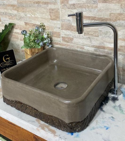 Cuba de Apoio Banheiro Concreto Design Sofisticado 38x38x12 - Grife 78