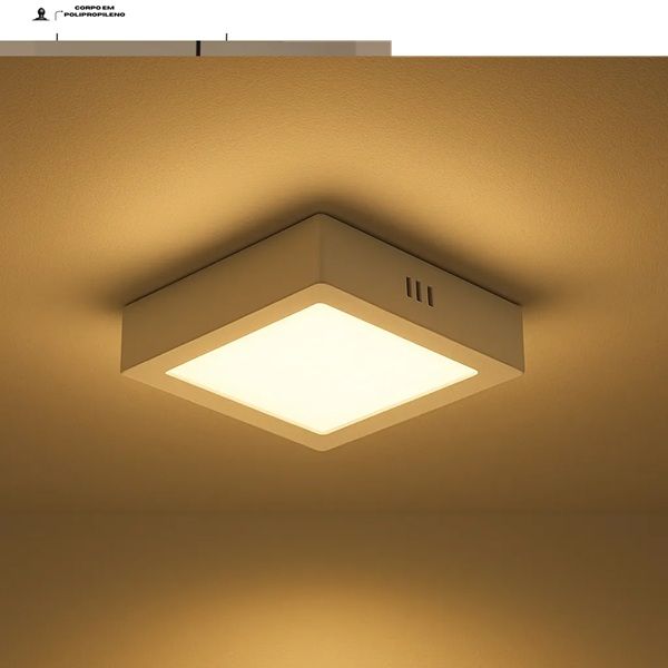 Painel Plafon 18w Led Quadrado Teto Sobrepor Branco Quente