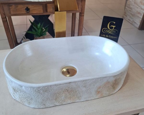Cuba para Lavabo Pequeno de Concreto Modelo Sofisticado 41x25x10 cm - Grife 148