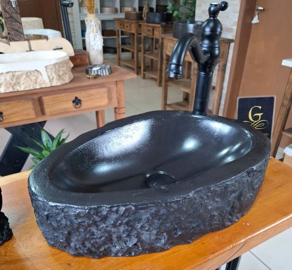 Cuba Rústica Vulcano Preta Grife Do Concreto 45x30x11 Cm