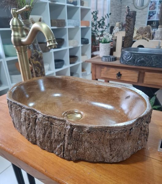 Cuba Oval Rústica Artesanal estilo madeira 